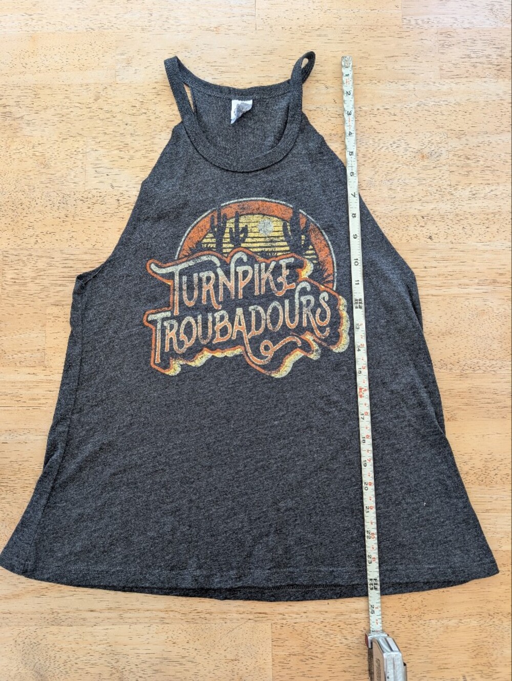 Hand Cut Turnpike Troubadours Graphic Tank Top - Charcoal Size Small